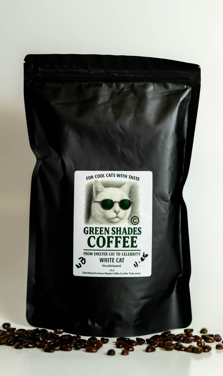 White Cat decaffeinated coffee beans